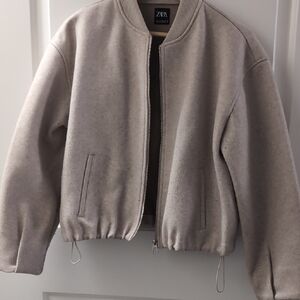 ZARA Beige-Cream Bomber Jacket